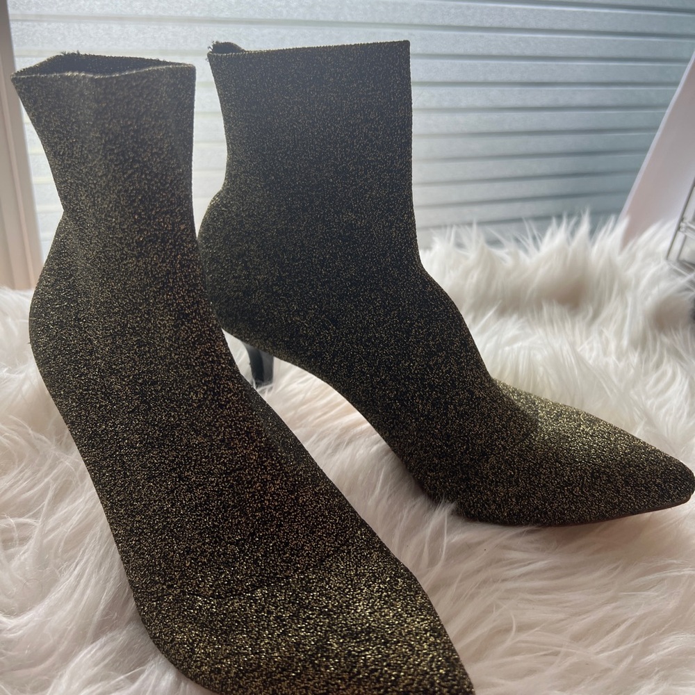 Loeffler Randall Gold Heeled Boots with Sparkle